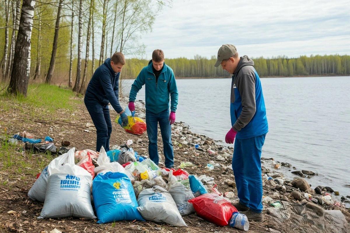 Жители Тюменской области провели экоакцию и очистили берега озера Андреевское от мусора