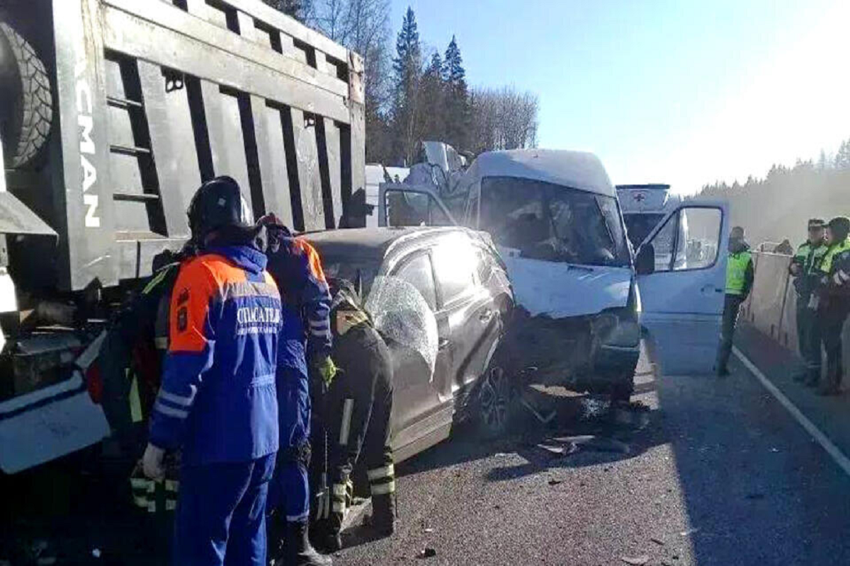 Число пострадавших в массовой аварии с 13 автомобилями в Подмосковье выросло до 18 человек