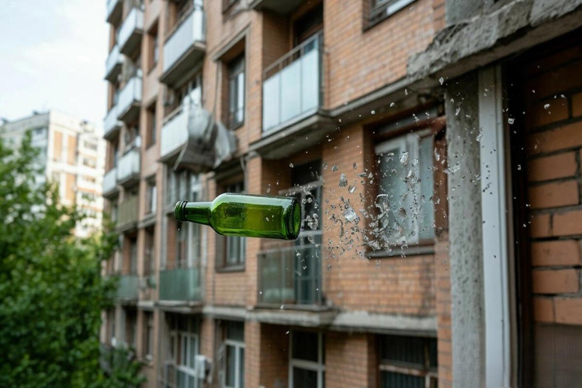 В Москве мужчину приговорили к 1,5 года колонии за брошенную из окна бутылку