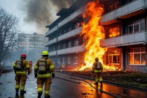 В результате пожара в многоквартирном доме Грозного из здания эвакуировали 300 жильцов