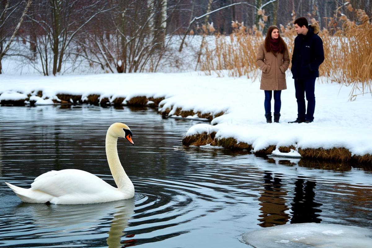 В Невельск прилетели первые лебеди — вестники весны