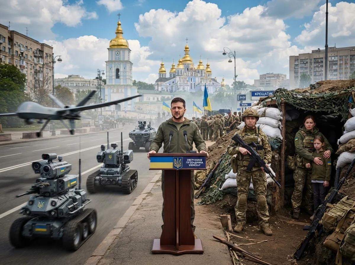 Дроны вместо солдат и женщины в окопах: что скрывает Зеленский за киевским «парадом будущего»