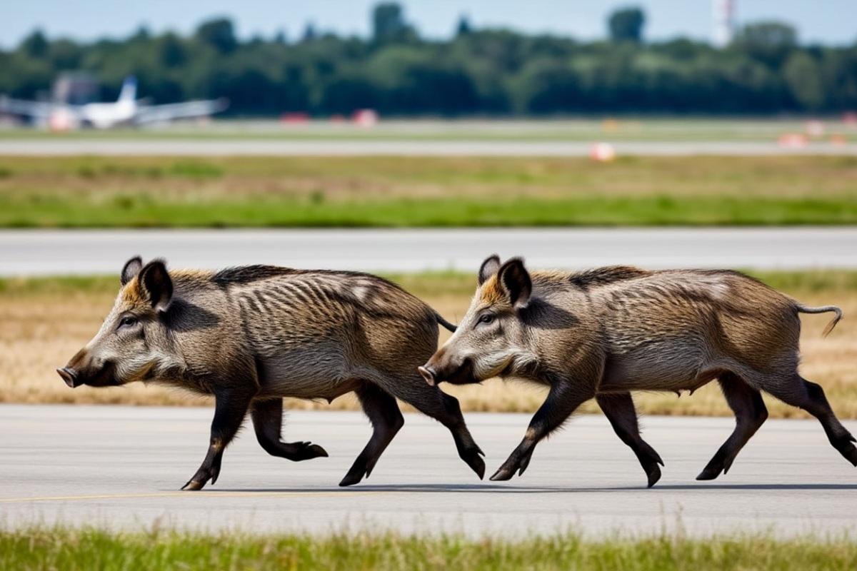 Час свиней: дикие кабаны парализовали работу на взлетной полосе испанского аэропорта