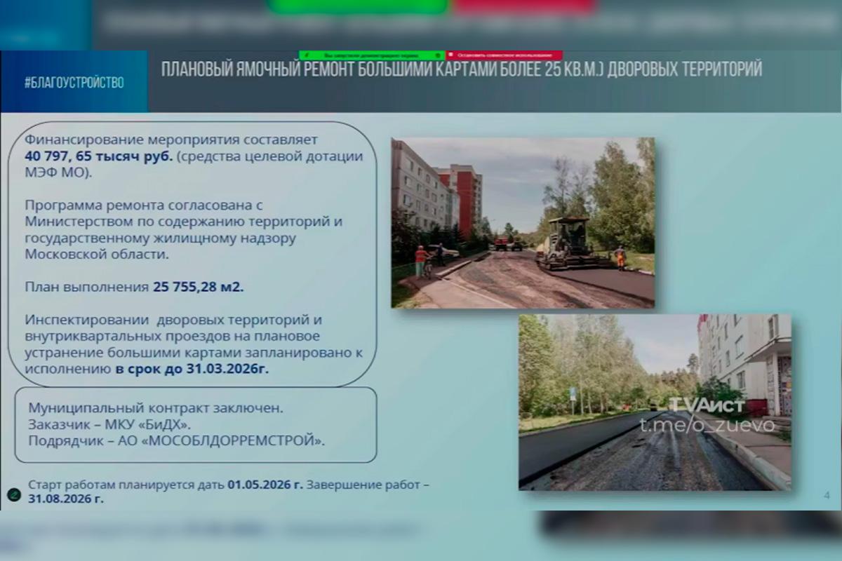 В 2026 году в Орехово-Зуевском городском округе приведут в порядок более 25 тысяч кв. м дворовых территорий