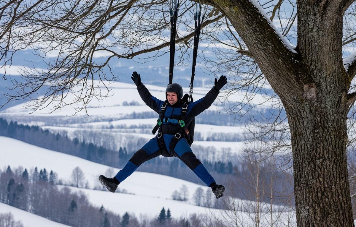 50-летний парашютист застрял на дереве в Томской области