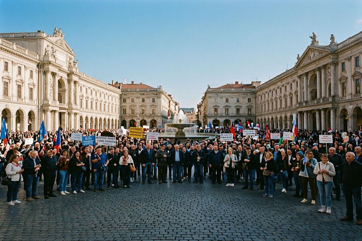 В центре Вены прошли протесты против милитаризации Европы и антироссийских санкций