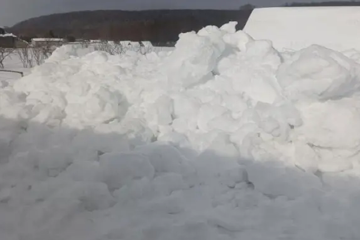 В Саранске снег, упавший с крыши пятиэтажки,