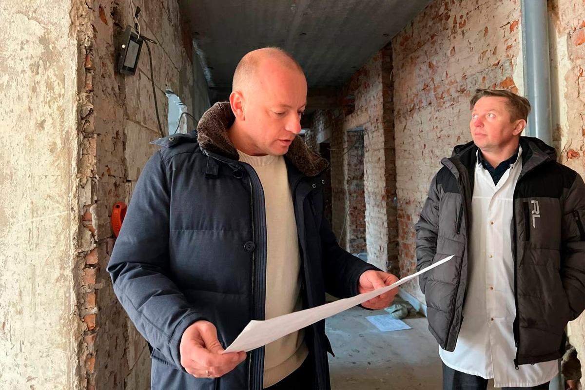 В Красноармейске Городского округа Пушкинский продолжается капремонт здания под новую детскую поликлинику в микрорайоне Северный